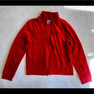 Old Navy Red Velour Velvet Track zipper hoodie Plush sweater M